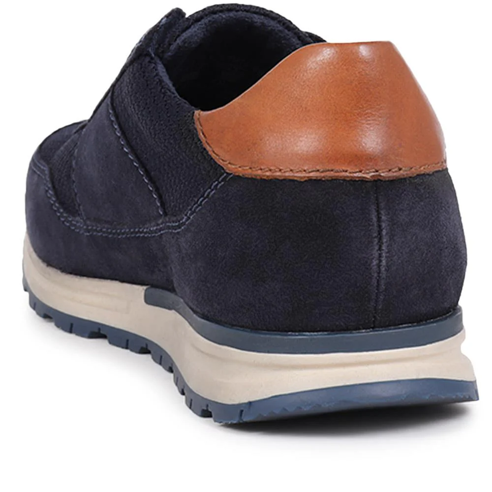 Leather Lace-Up Trainers - BUG40500 / 325 614 - Navy Suede - Image 3