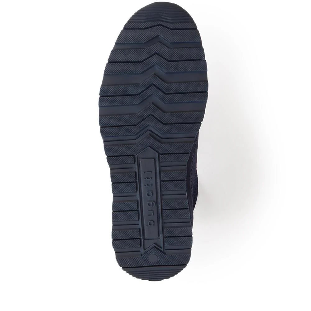 Leather Lace-Up Trainers - BUG40500 / 325 614 - Navy Suede - Image 4