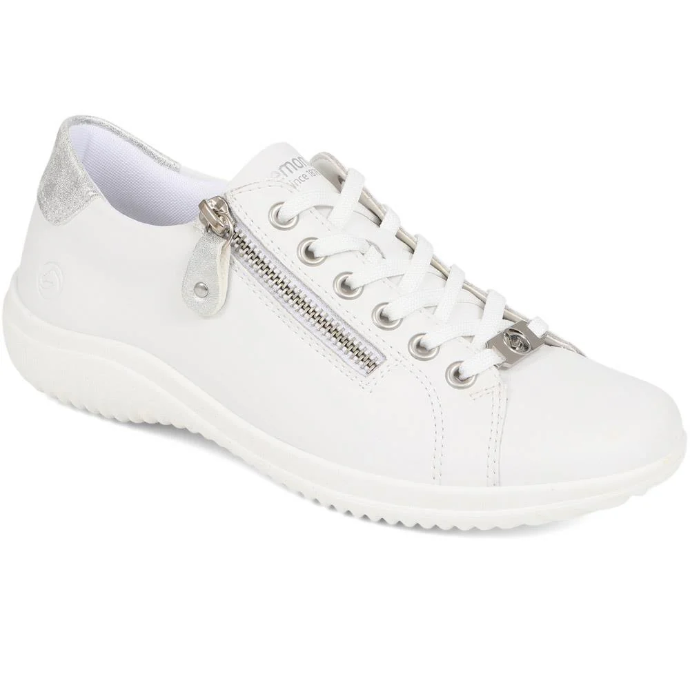 Leather Lace-Up Trainers - DRS39505 / 325 415 - White