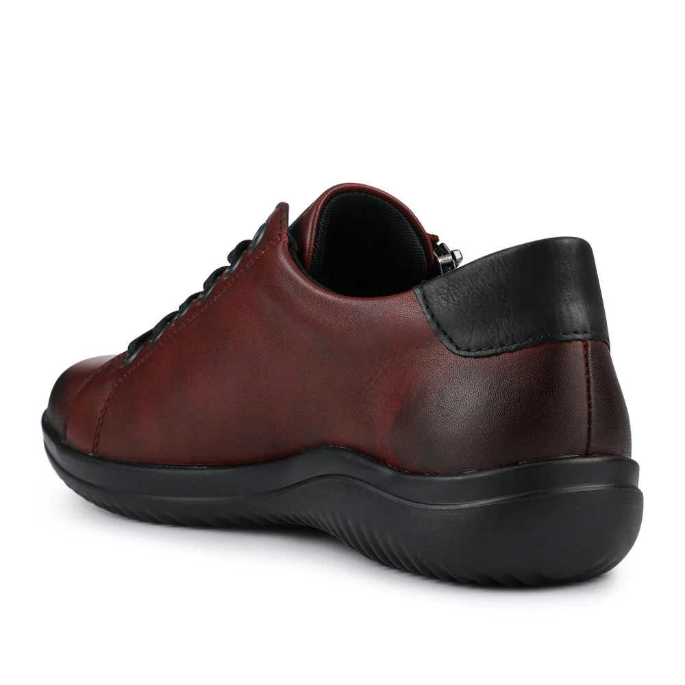 Leather Lace-Up Trainers - DRS39505 / 325 415 - Burgundy - Image 3