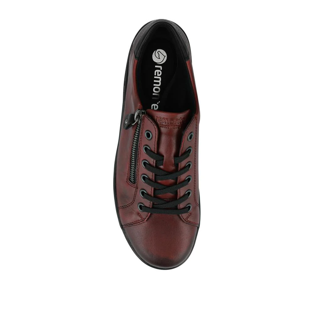 Leather Lace-Up Trainers - DRS39505 / 325 415 - Burgundy - Image 4