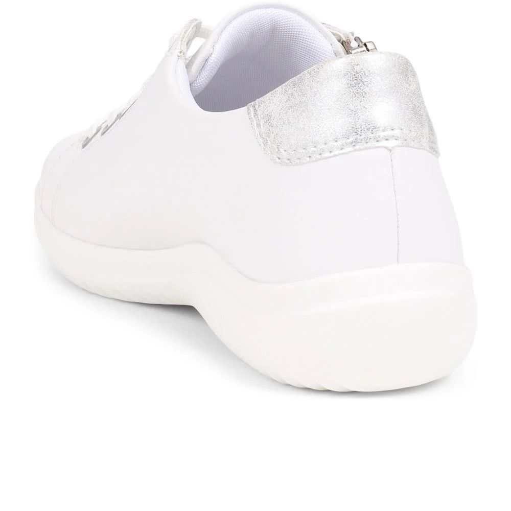 Leather Lace-Up Trainers - DRS39505 / 325 415 - White - Image 3