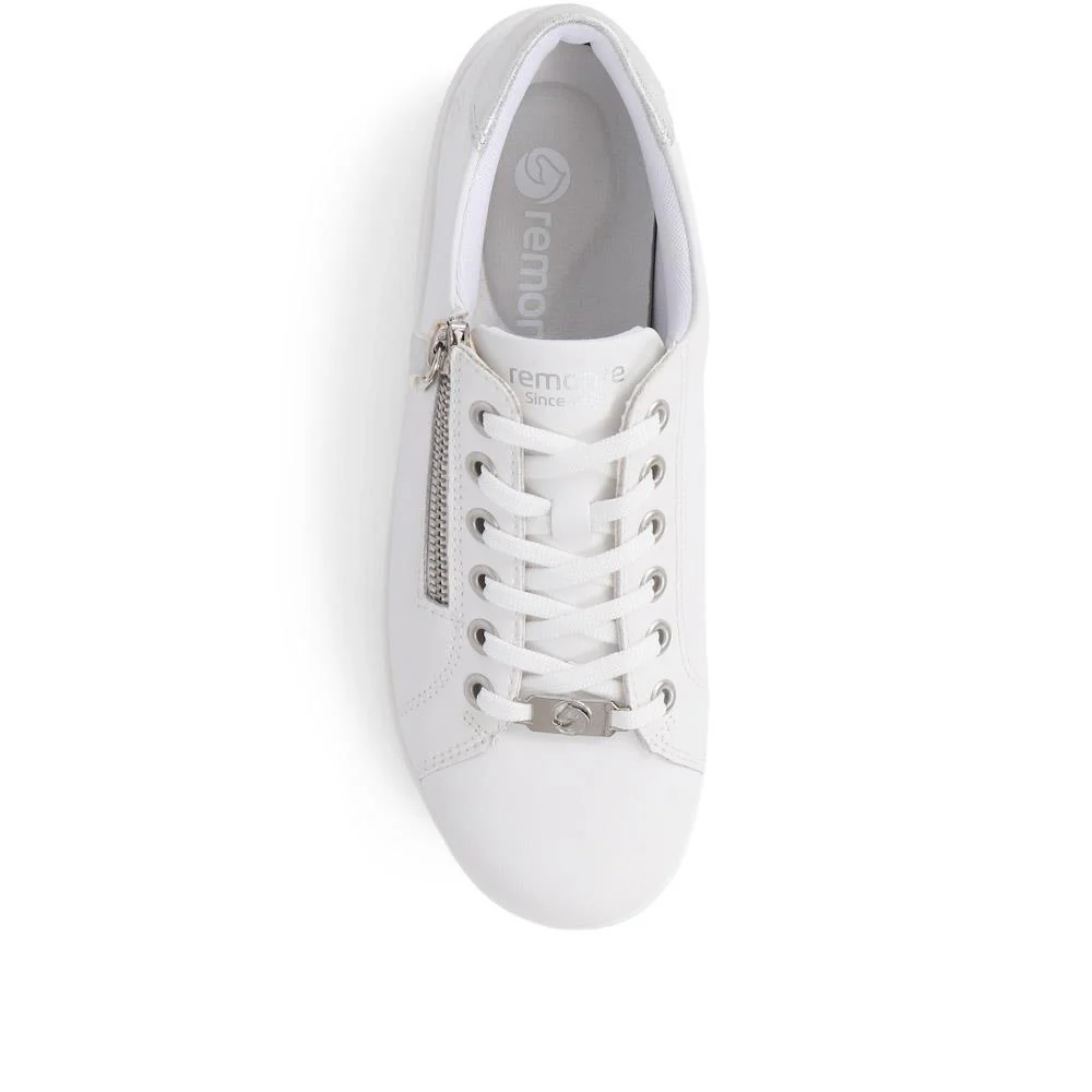 Leather Lace-Up Trainers - DRS39505 / 325 415 - White - Image 5