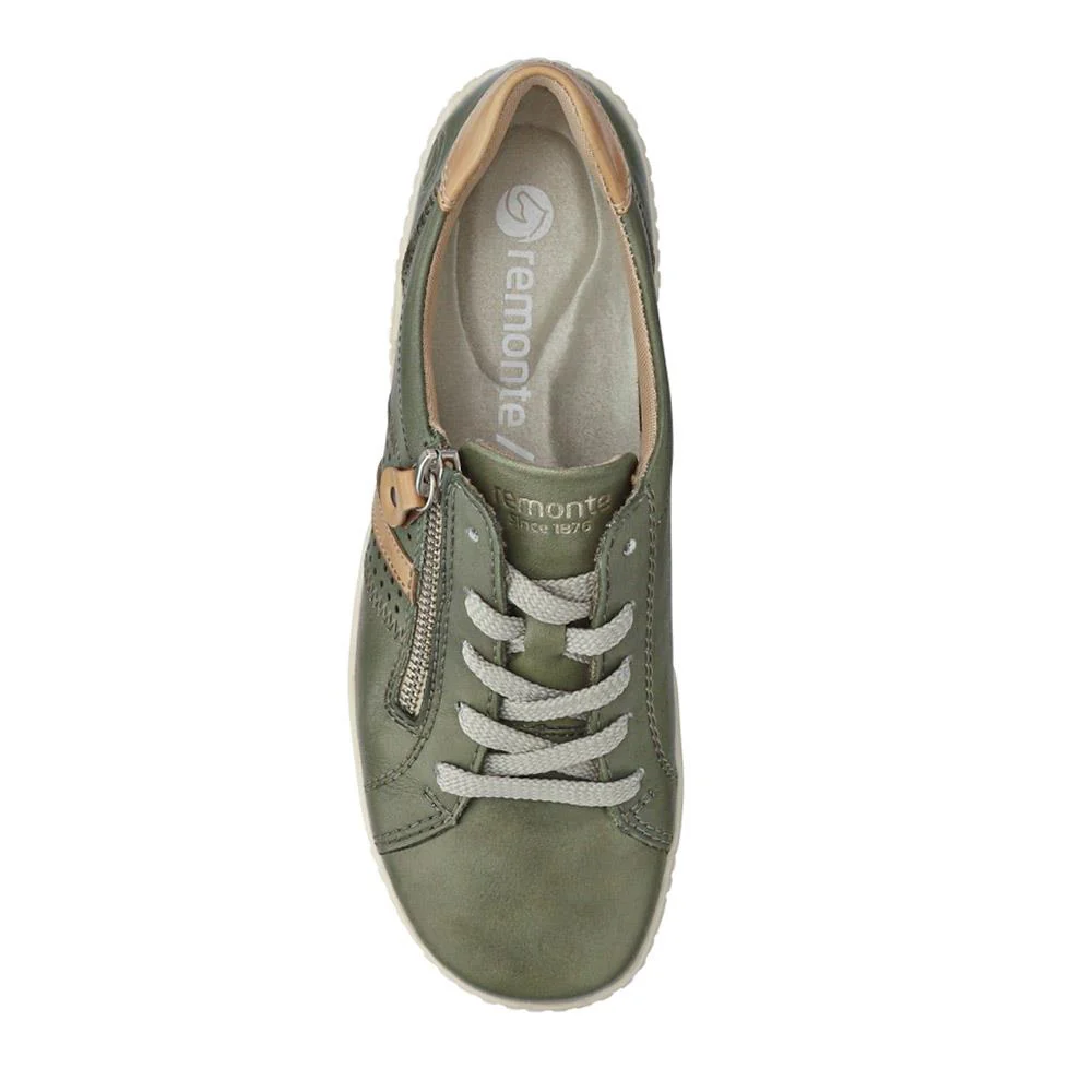 Leather Lace-Up Trainers - DRS41503 / 326 857 - Green - Image 4