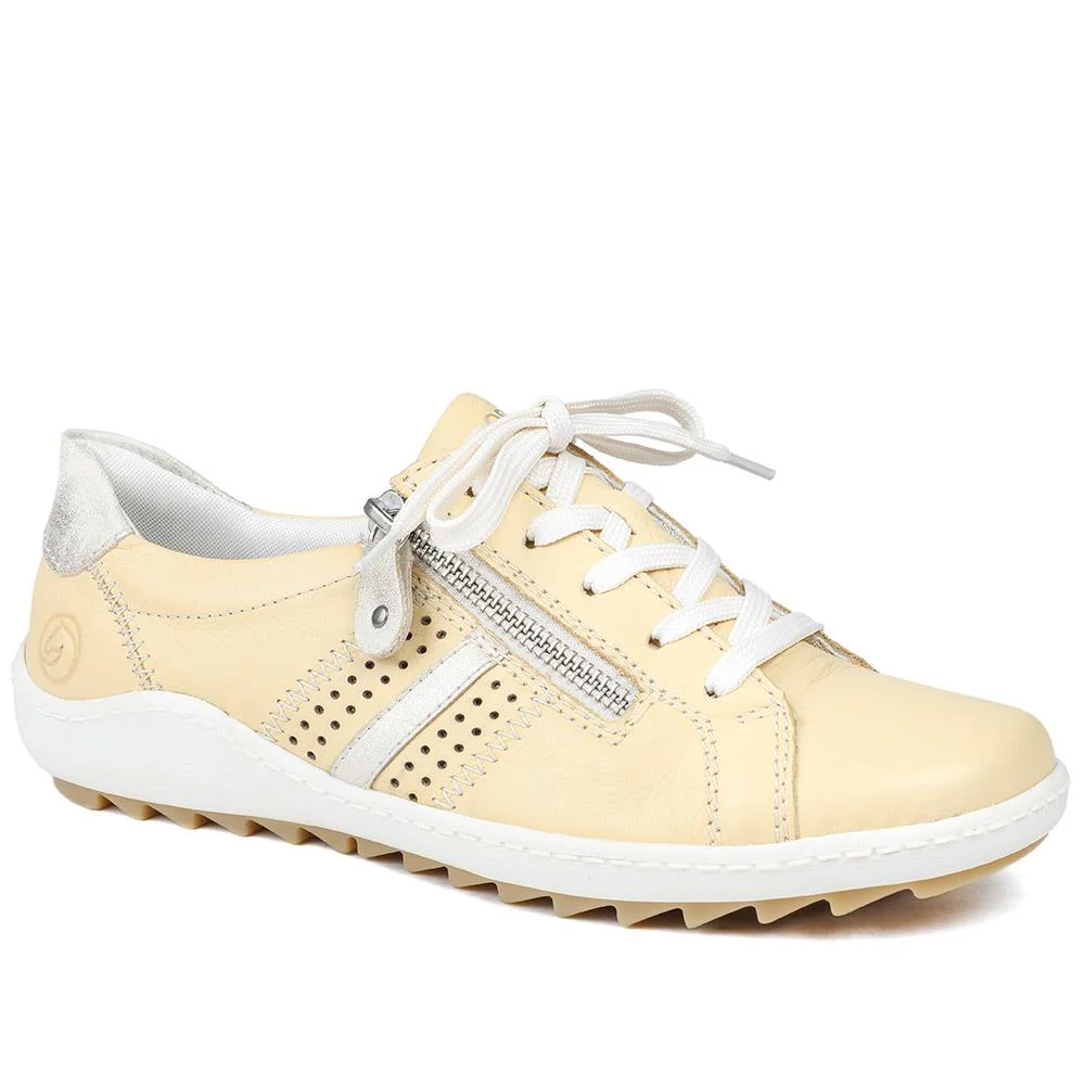 Leather Lace-Up Trainers - DRS41503 / 326 857 - Lemon