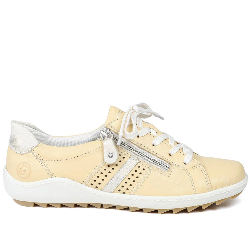 Leather Lace-Up Trainers - DRS41503 / 326 857 - Lemon - Image 2