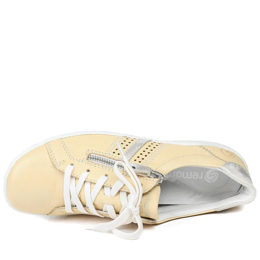 Leather Lace-Up Trainers - DRS41503 / 326 857 - Lemon - Image 4