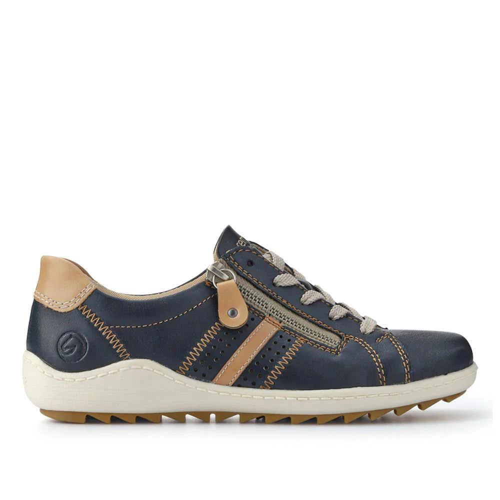 Leather Lace-Up Trainers - DRS41503 / 326 857 - Navy - Image 2