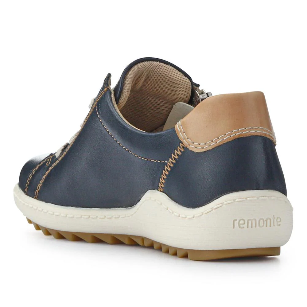 Leather Lace-Up Trainers - DRS41503 / 326 857 - Navy - Image 3