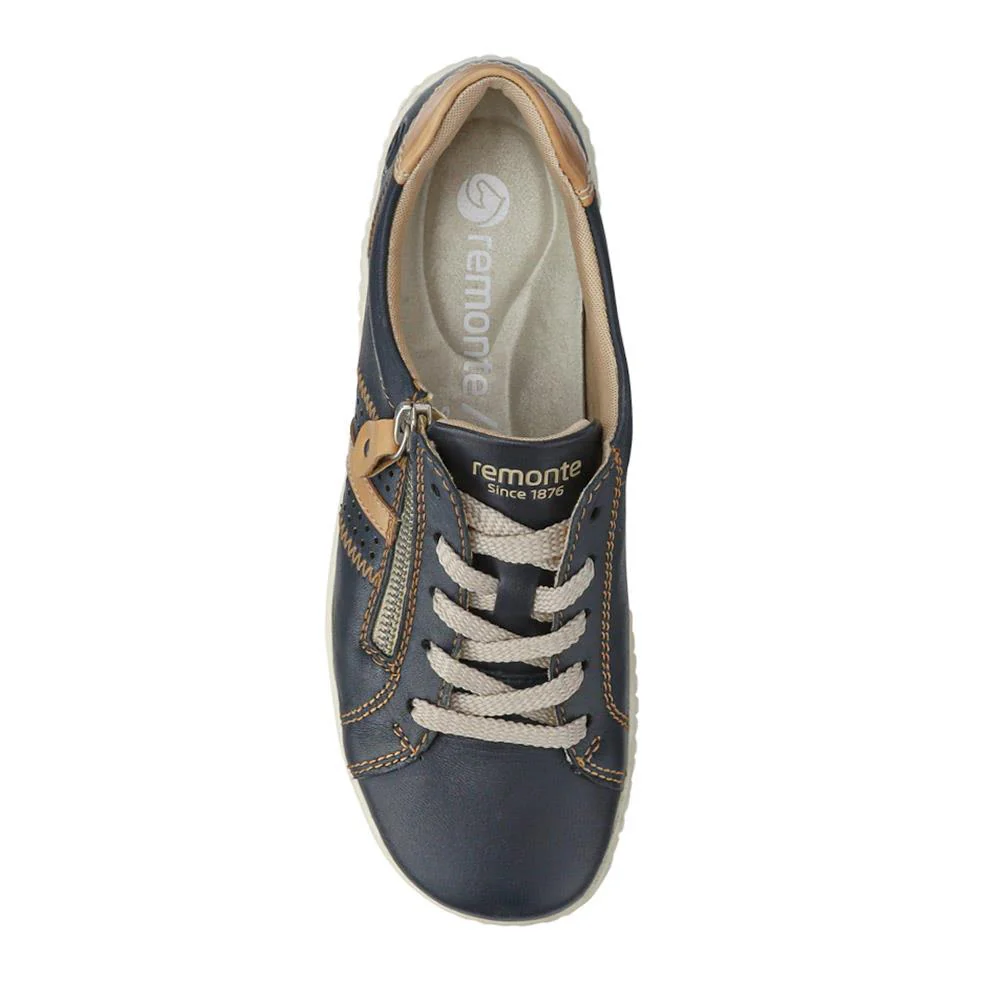 Leather Lace-Up Trainers - DRS41503 / 326 857 - Navy - Image 4