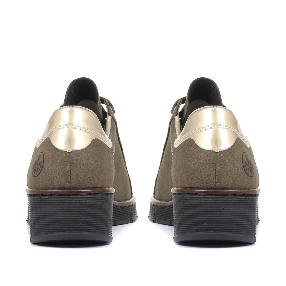 Leather Lace-Up Trainers - RKR34504 / 320 279 - Olive - Image 3