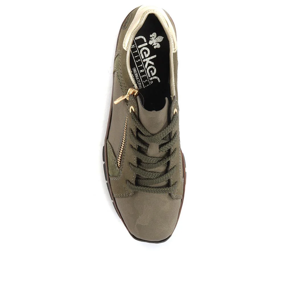 Leather Lace-Up Trainers - RKR34504 / 320 279 - Olive - Image 4