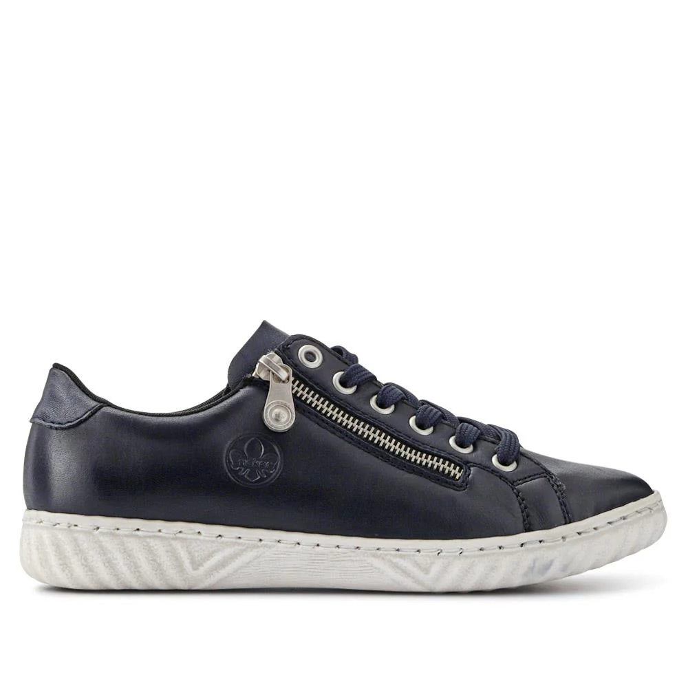 Leather Lace-Up Trainers - RKR39507 / 324 850 - Navy - Image 2