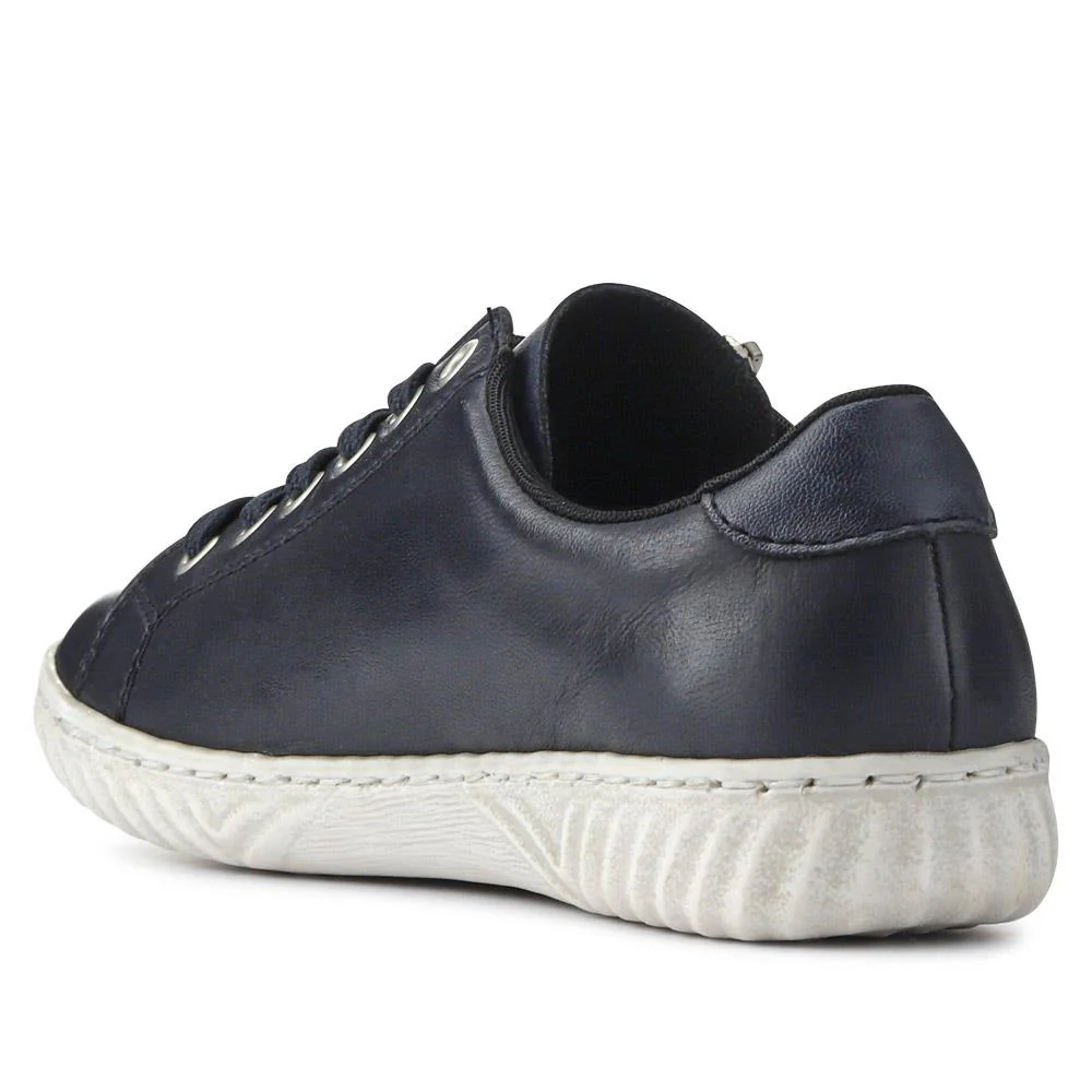 Leather Lace-Up Trainers - RKR39507 / 324 850 - Navy - Image 3