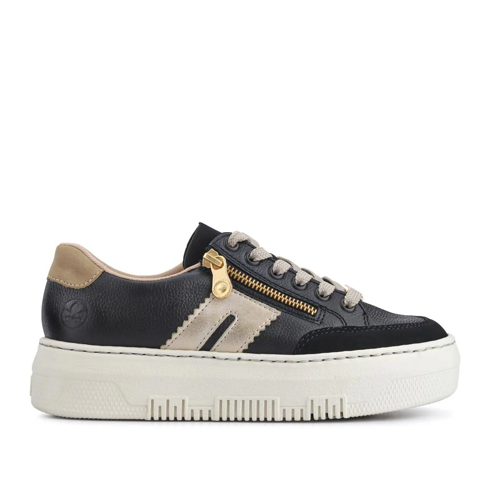 Leather Lace-Up Trainers - RKR41548 / 327 294 - Black - Image 3