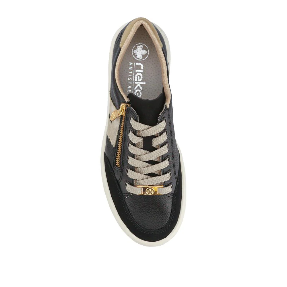 Leather Lace-Up Trainers - RKR41548 / 327 294 - Black - Image 5