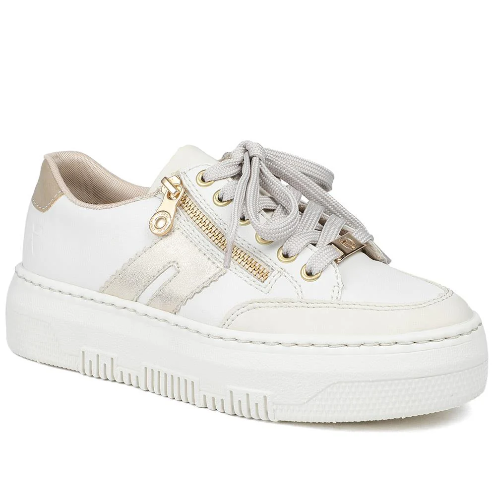 Leather Lace-Up Trainers - RKR41548 / 327 294 - Cream