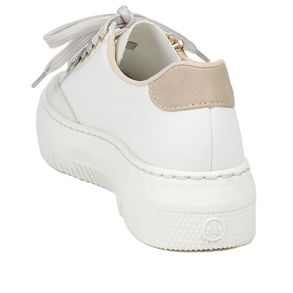 Leather Lace-Up Trainers - RKR41548 / 327 294 - Cream - Image 4