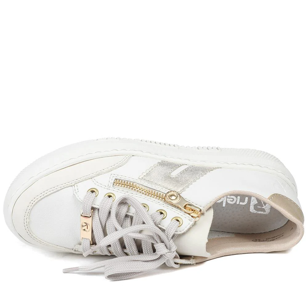 Leather Lace-Up Trainers - RKR41548 / 327 294 - Cream - Image 5