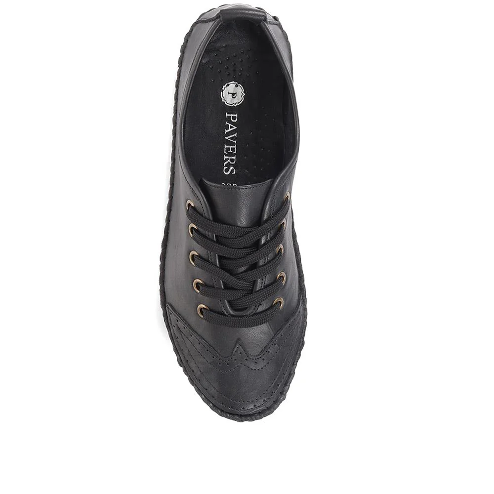 Leather Lace-Up Trainers - SIMIN31003 / 317 969 - Black-Black - Image 4