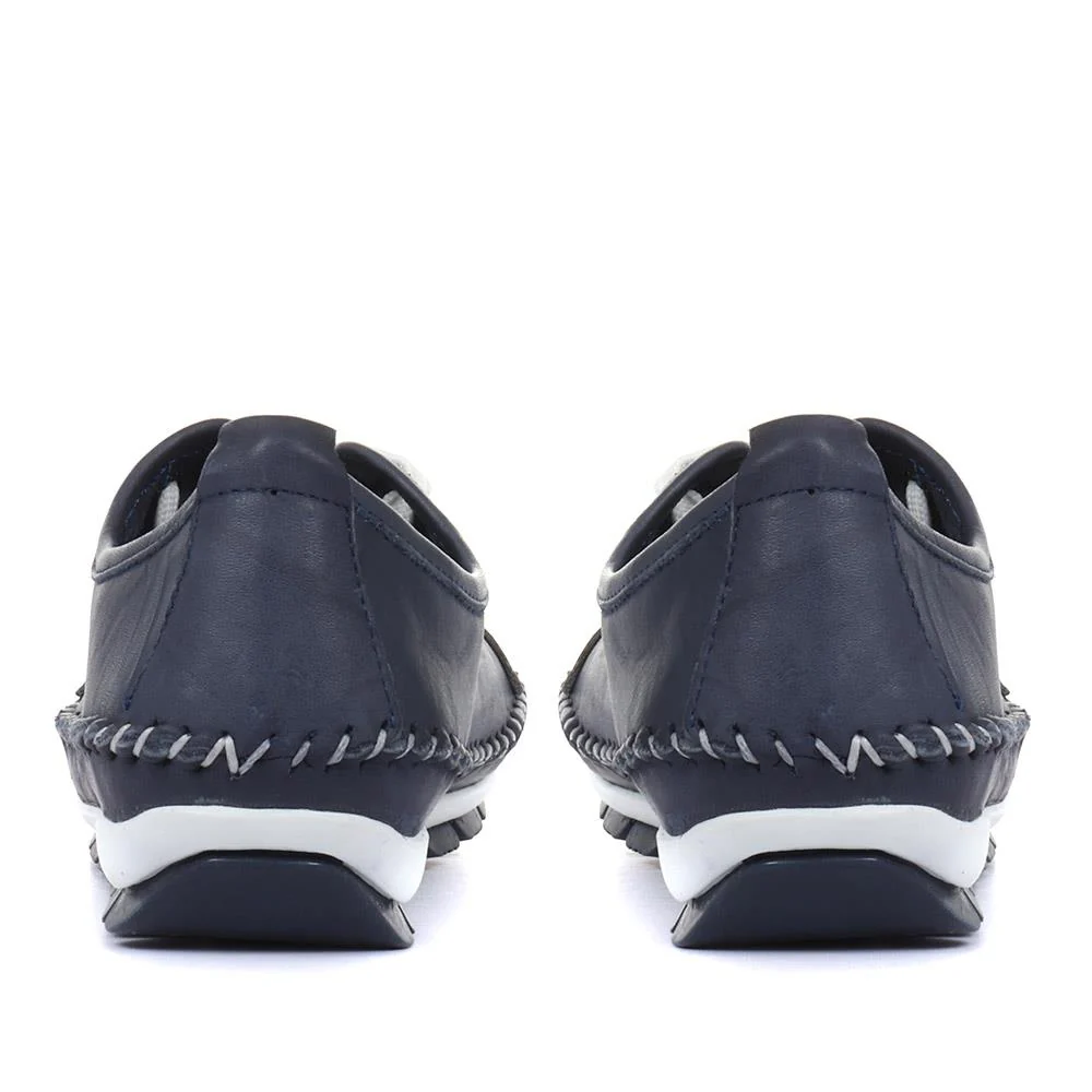 Leather Lace-Up Trainers - SIMIN31003 / 317 969 - Navy - Image 3