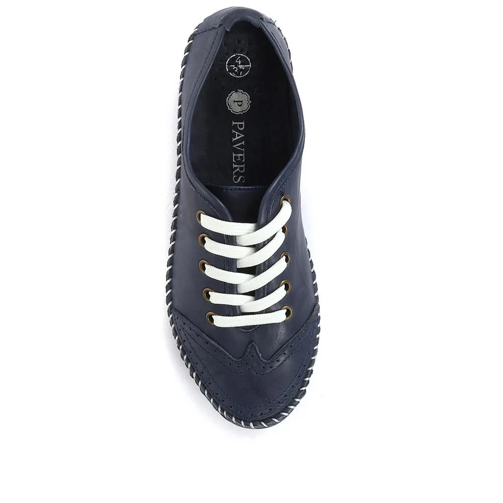 Leather Lace-Up Trainers - SIMIN31003 / 317 969 - Navy - Image 4