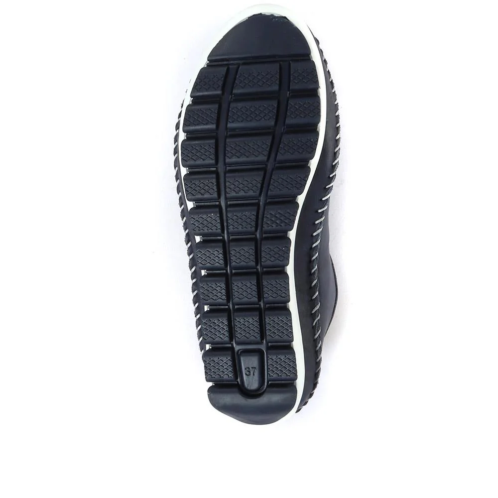 Leather Lace-Up Trainers - SIMIN31003 / 317 969 - Navy - Image 5