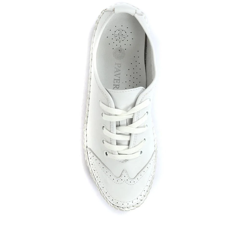 Leather Lace-Up Trainers - SIMIN31003 / 317 969 - White - Image 4