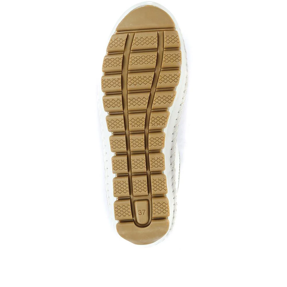 Leather Lace-Up Trainers - SIMIN31003 / 317 969 - White - Image 5