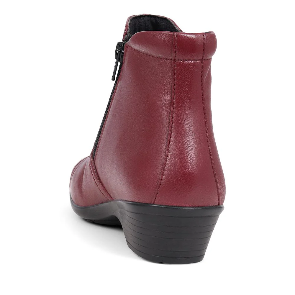 Leather Ladies Ankle Boots - HSKEMP1811 / 146 311 - Burgundy - Image 3