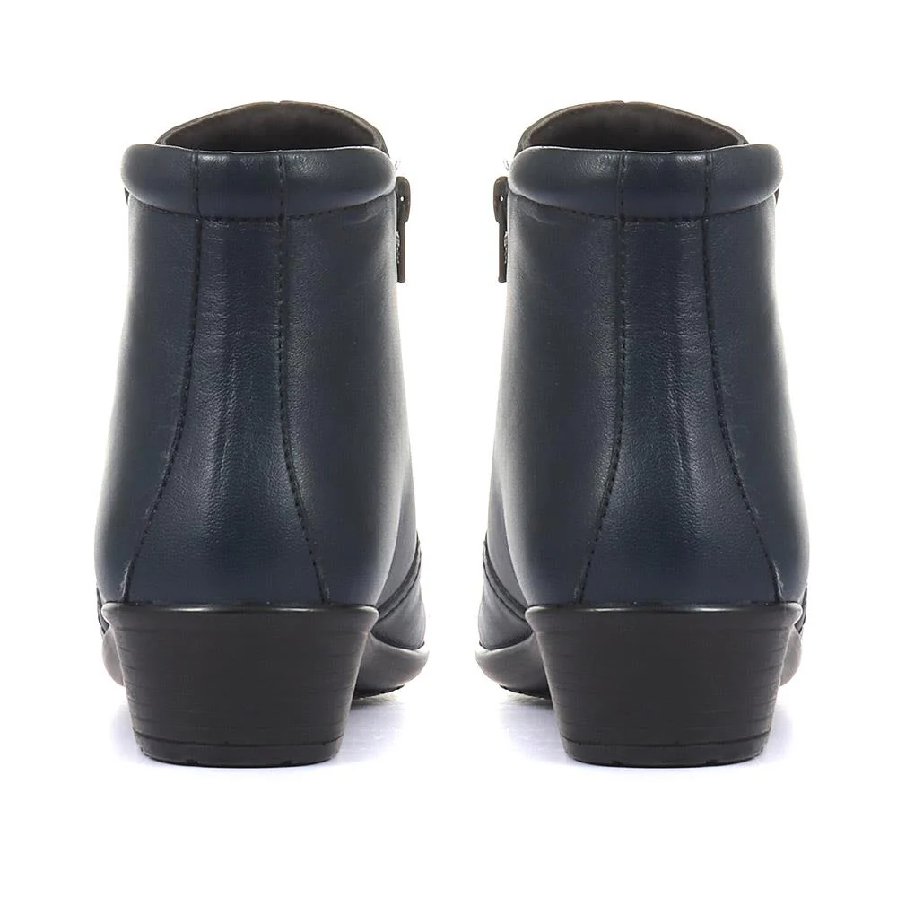Leather Ladies Ankle Boots - HSKEMP1811 / 146 311 - Navy - Image 3