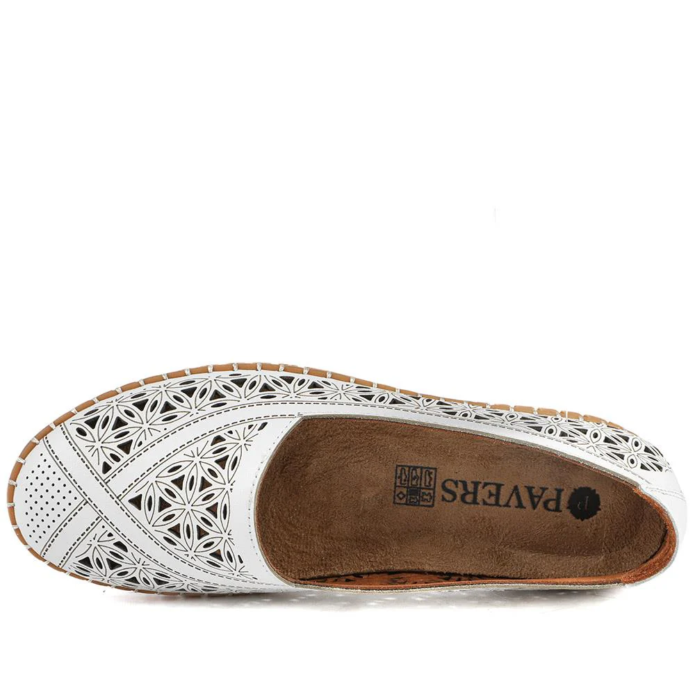 Leather Laser Cut Pumps - KARY43001 / 328 826 - White - Image 4