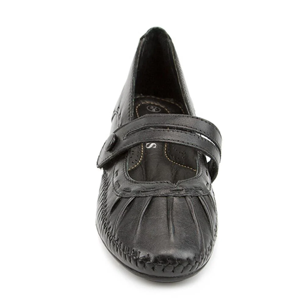 Leather Mary Jane with Stitch Detailing. - NAP1402 / 123 751 - Black - Image 6