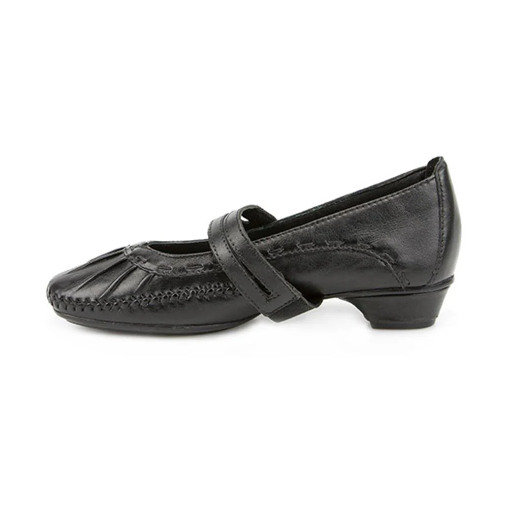 Leather Mary Jane with Stitch Detailing. - NAP1402 / 123 751 - Black - Image 7