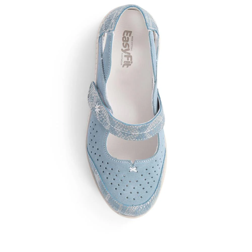 Extra-Wide Leather Mary Janes  - COLLETTE / 325 201 - Blue - Image 5
