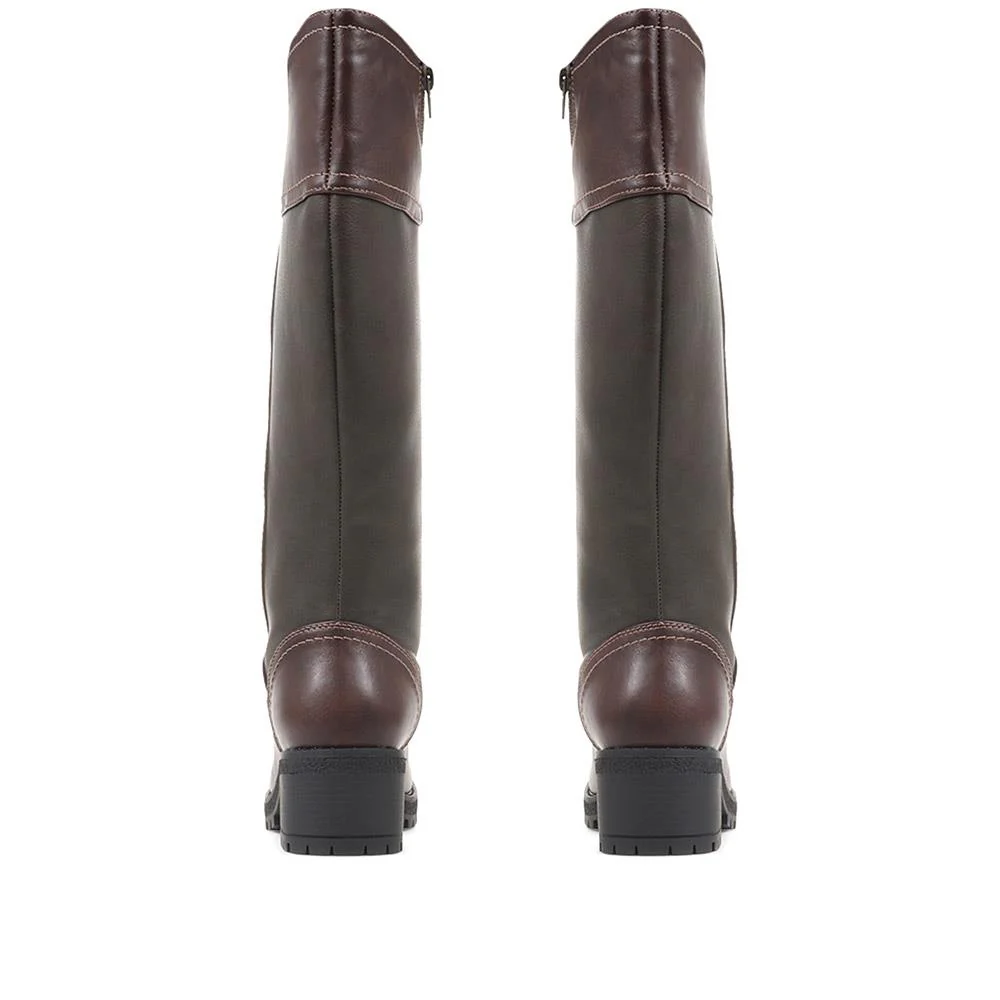 Leather Mid-calf Boots - WBINS36132 / 323 116 - Brown - Image 3