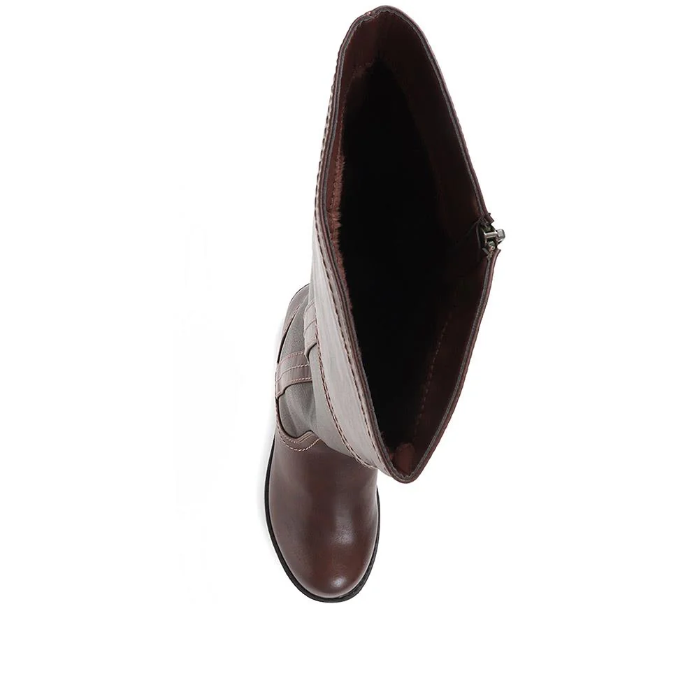 Leather Mid-calf Boots - WBINS36132 / 323 116 - Brown - Image 4