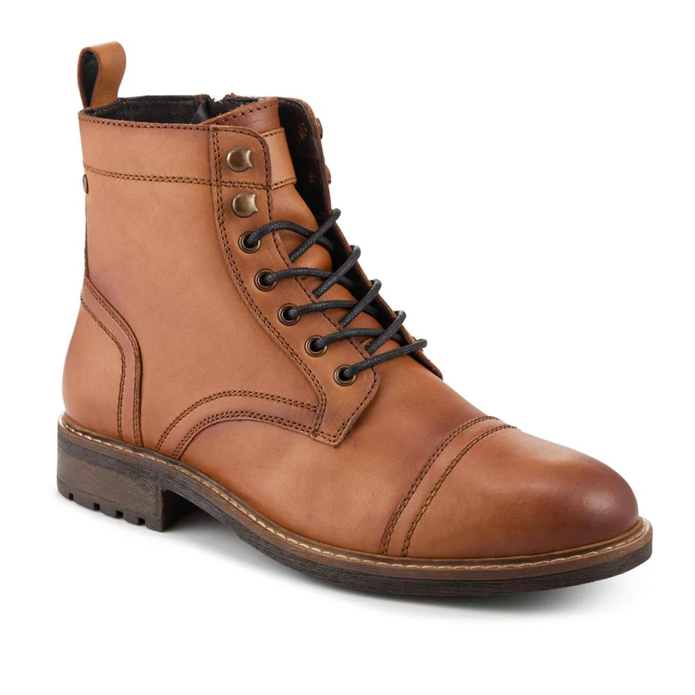Leather Military Boots With Toe Cap Design - JFOOT42031 / 328 340 - Image 2