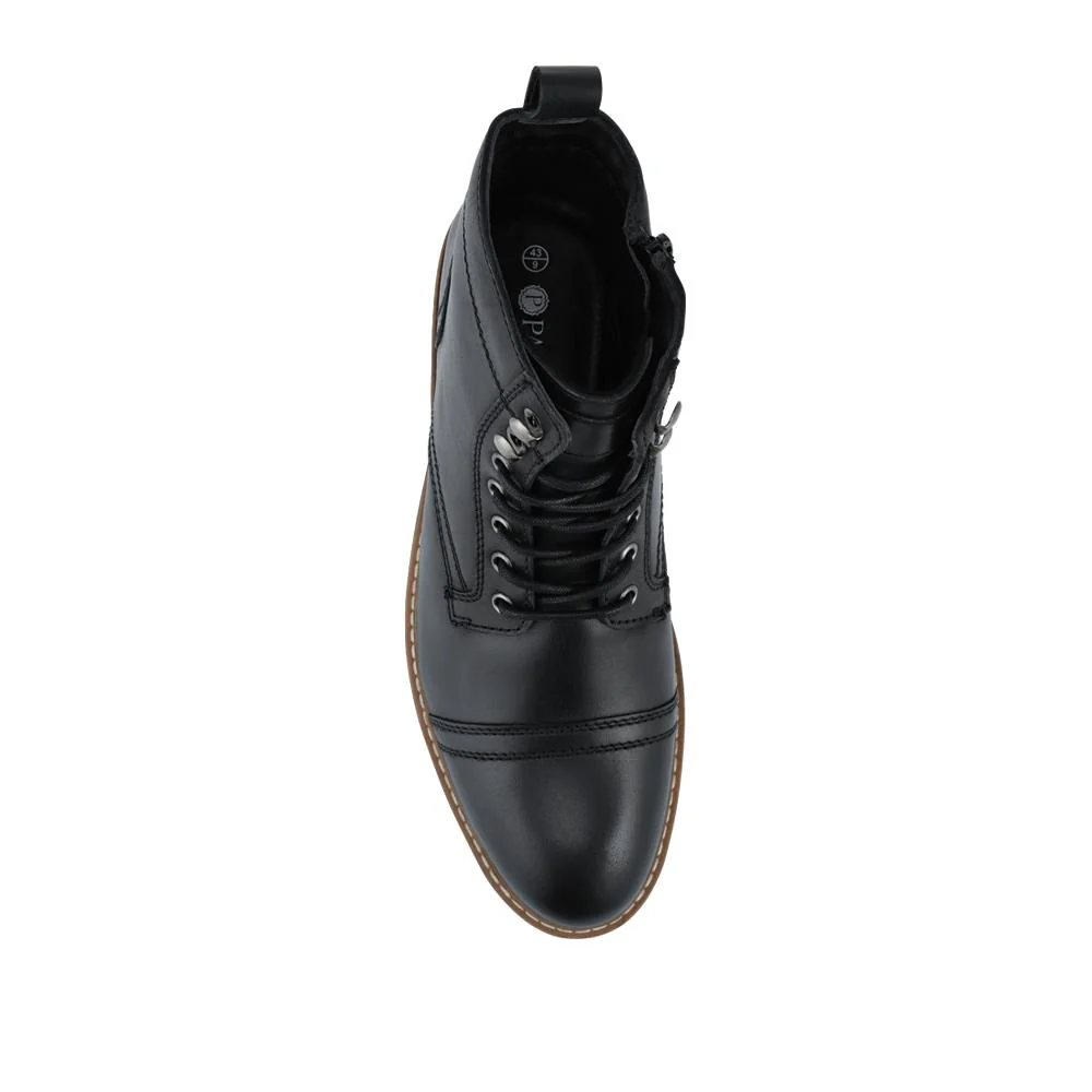 Leather Military Boots With Toe Cap Design - JFOOT42031 / 328 340 - Black - Image 4