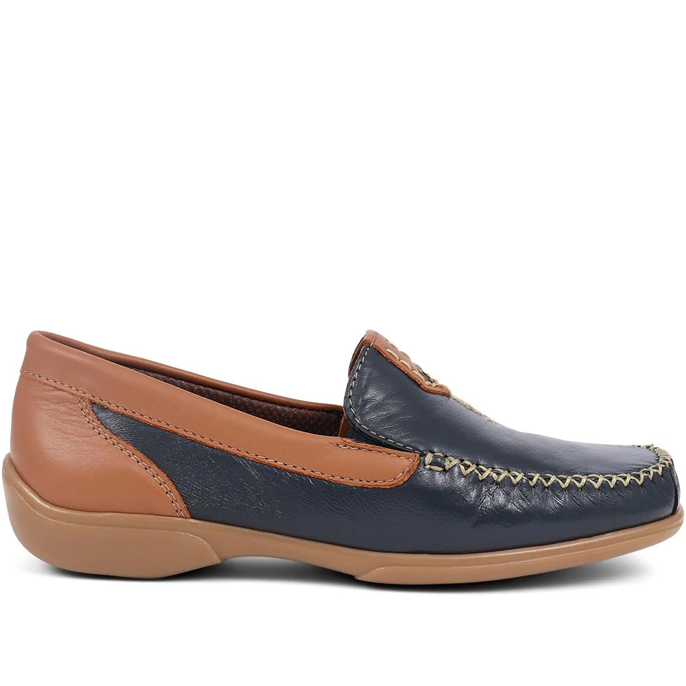 Leather Moccasins - CONT39003 / 325 242 - Navy Tan - Image 2