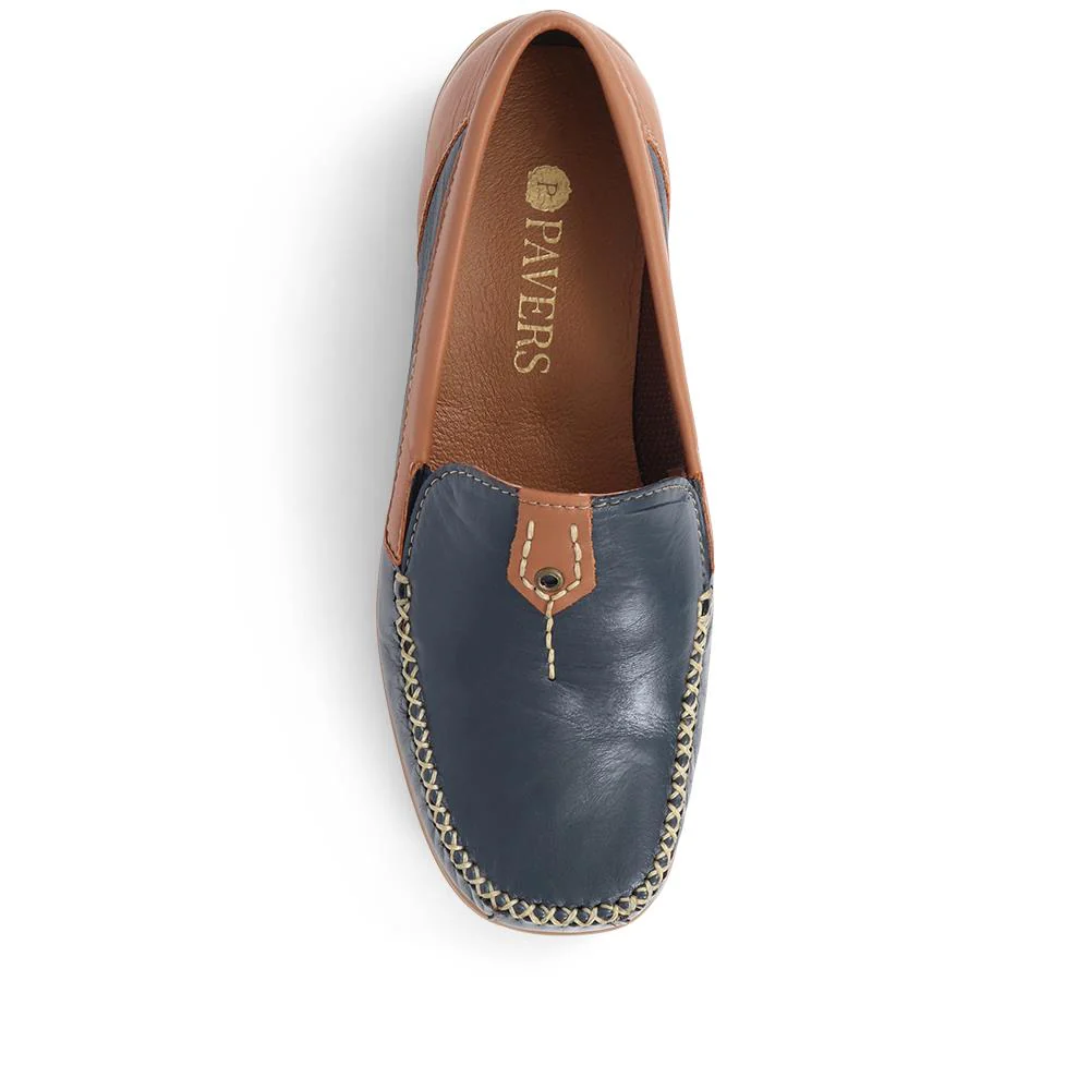 Leather Moccasins - CONT39003 / 325 242 - Navy Tan - Image 5