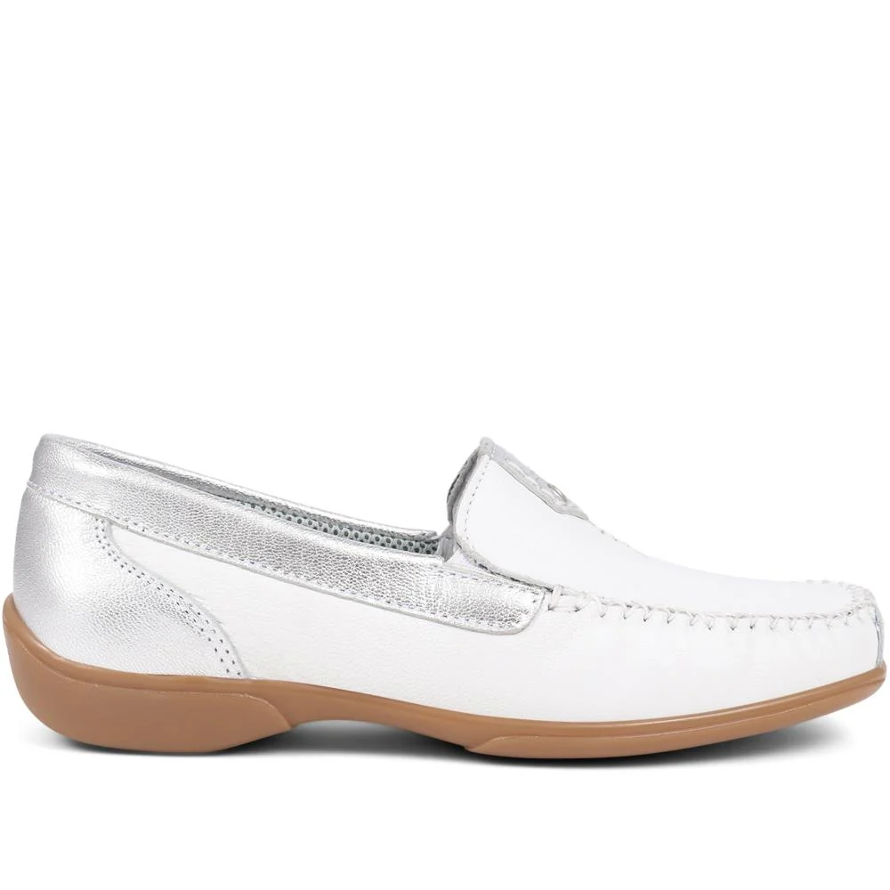 Leather Moccasins - CONT39003 / 325 242 - White-Silver - Image 2