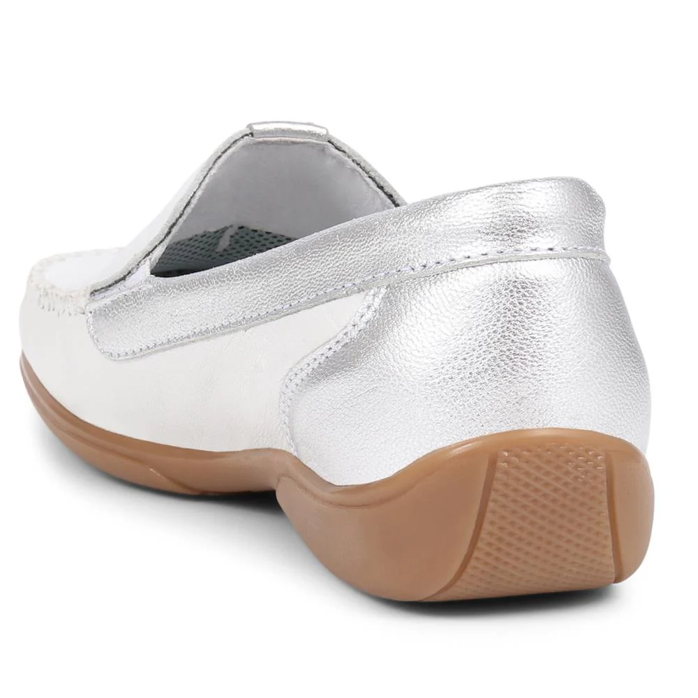 Leather Moccasins - CONT39003 / 325 242 - White-Silver - Image 3