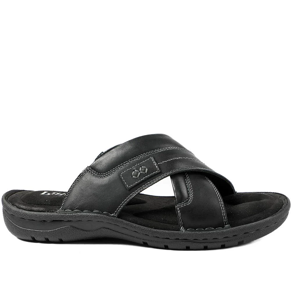 Leather Mule Sandals - AATRA43003 / 328 936 - Black - Image 3