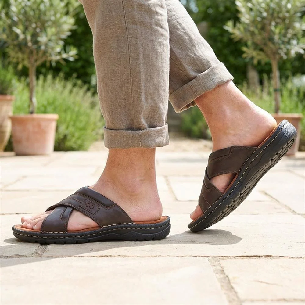 Leather Mule Sandals - AATRA43003 / 328 936 - Dark Brown - Image 2