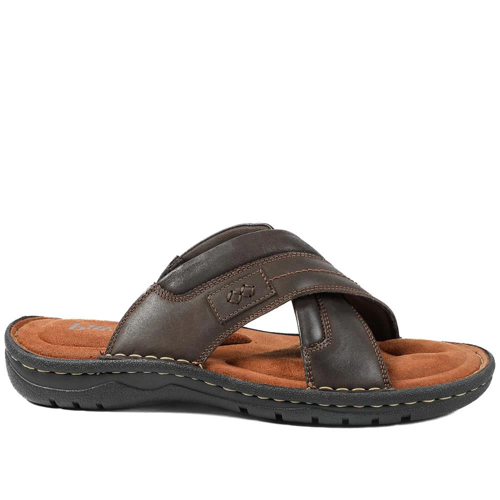 Leather Mule Sandals - AATRA43003 / 328 936 - Dark Brown - Image 3