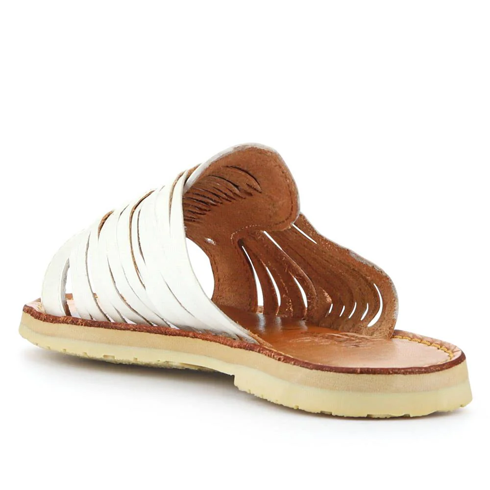 Leather Mule Sandals - EDNB40102 / 326 914 - White Leather - Image 3