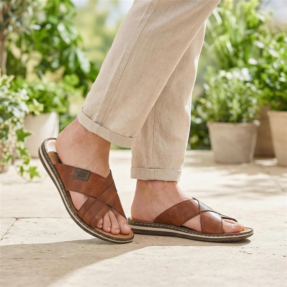 Leather Mule Sandals - RKR41532 / 326 939 - Tan - Image 2