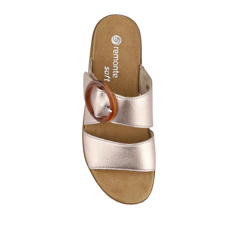 Leather Mule Wedge Sandals - DRS37502 / 323 579 - Metallic - Image 4