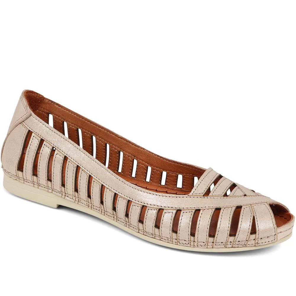 Leather Open-Toe Ballet Flats - KARY39019 / 325 502 - Image 5
